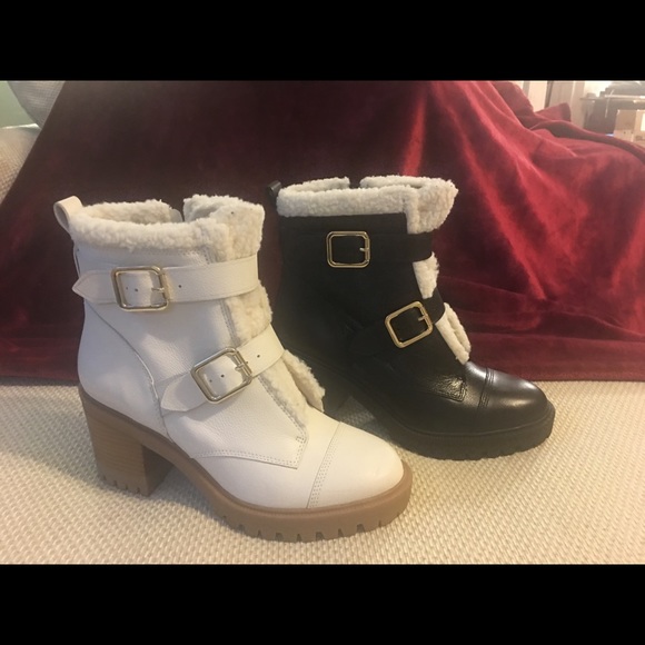 New Nine West Boots Sz 9.5 White & 10 black buckle - Picture 2 of 8